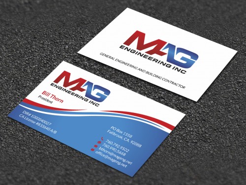 Business cards for MAG Engineering Inc