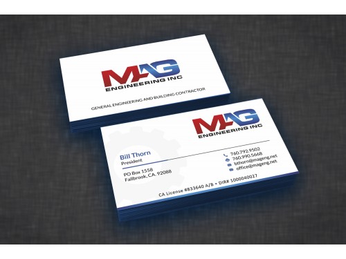 Business cards for MAG Engineering Inc